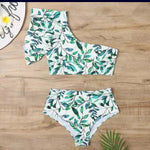 2021 Bikini Top de Un Hombro Manga Corta Talle Alto